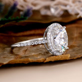 ISOLARA Oval Cut Moissanite Halo Engagement Ring Pave Bridal Ring